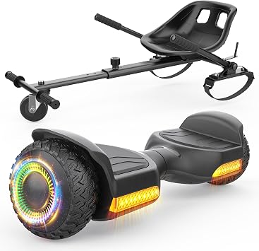 Gyroor G13 Hoverboard with Seat Attachment 6.5 All-Terrain Go Kart | LED Lights, Bluetooth Speaker, UL2272 Certified, Adjustable Frame, 7.75 MPH Max Speed, Hoverboard for Kids and Adults