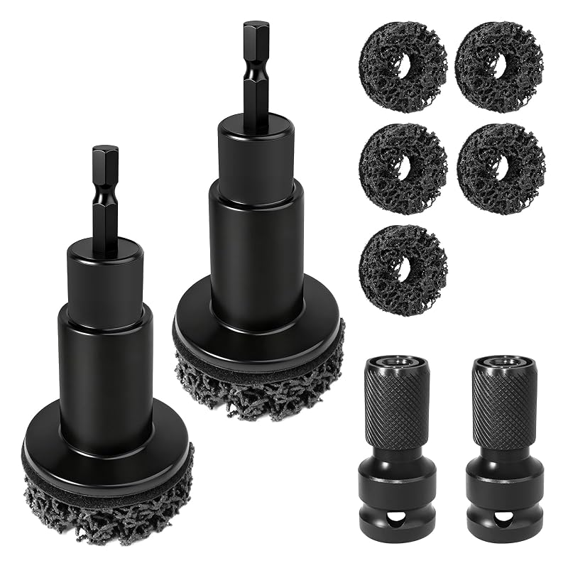 Kit de Limpeza de Cubo e Prisioneiro de Roda CuraceQ com Ferramentas de 6,35 mm (1/4 pol.), Adaptadores de 12,7 mm (1/2 pol.) e Pads Abrasivos, 9 peças