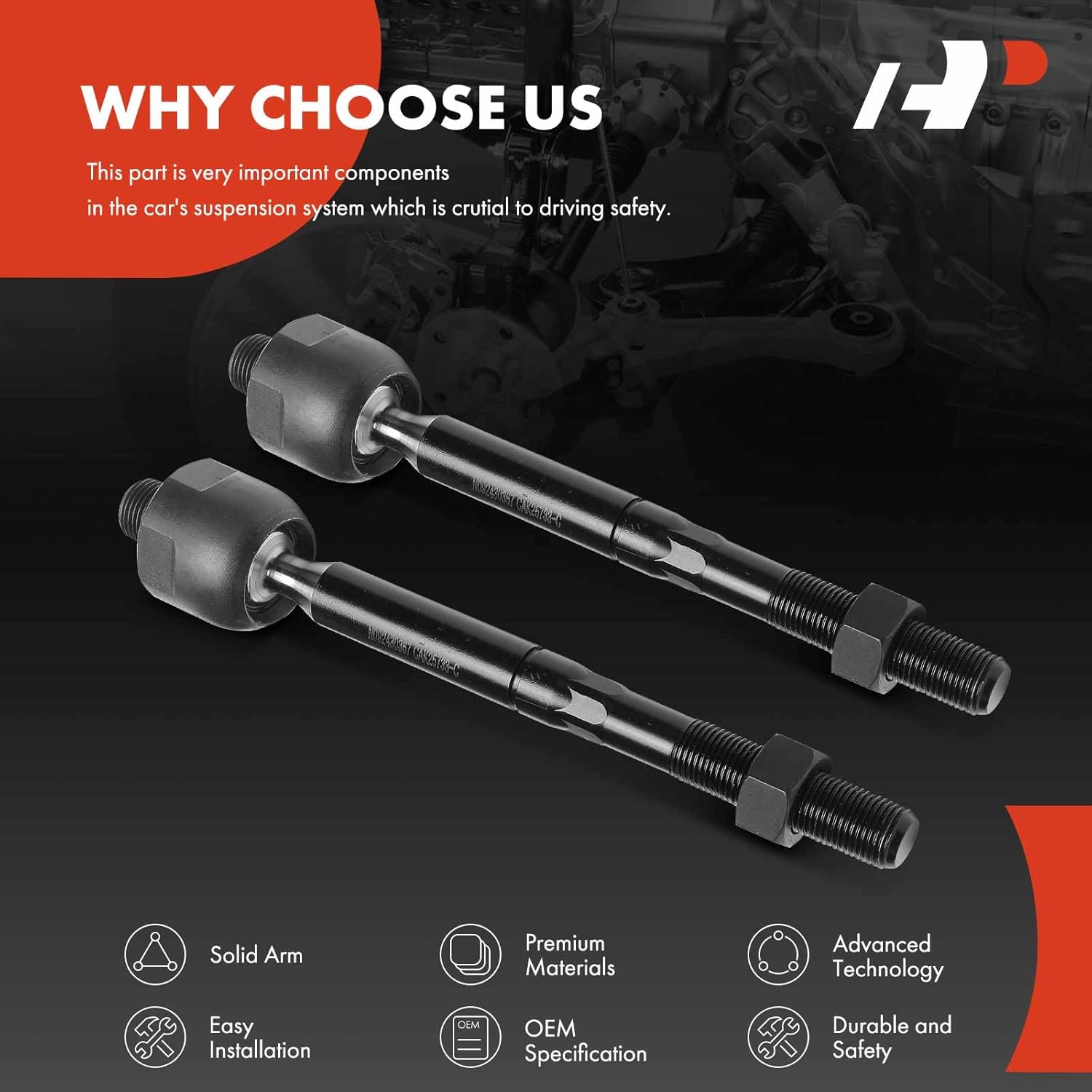 A-Premium 2 x Front Inner Tie Rod Ends, Compatible with Dodge Charger 2015-2023, Challenger 2017-2023 & Chrysler 300 2015-2023 - AWD Only, Not Fit RWD