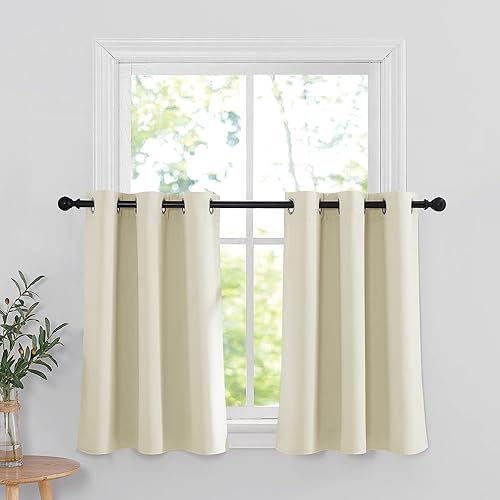 Miniatura 229 de RYB HOME Juego de 2 paneles de cortinas opacas grises de 63 pulgadas de largo, cortinas sólidas resistentes para oscurecer la habitación