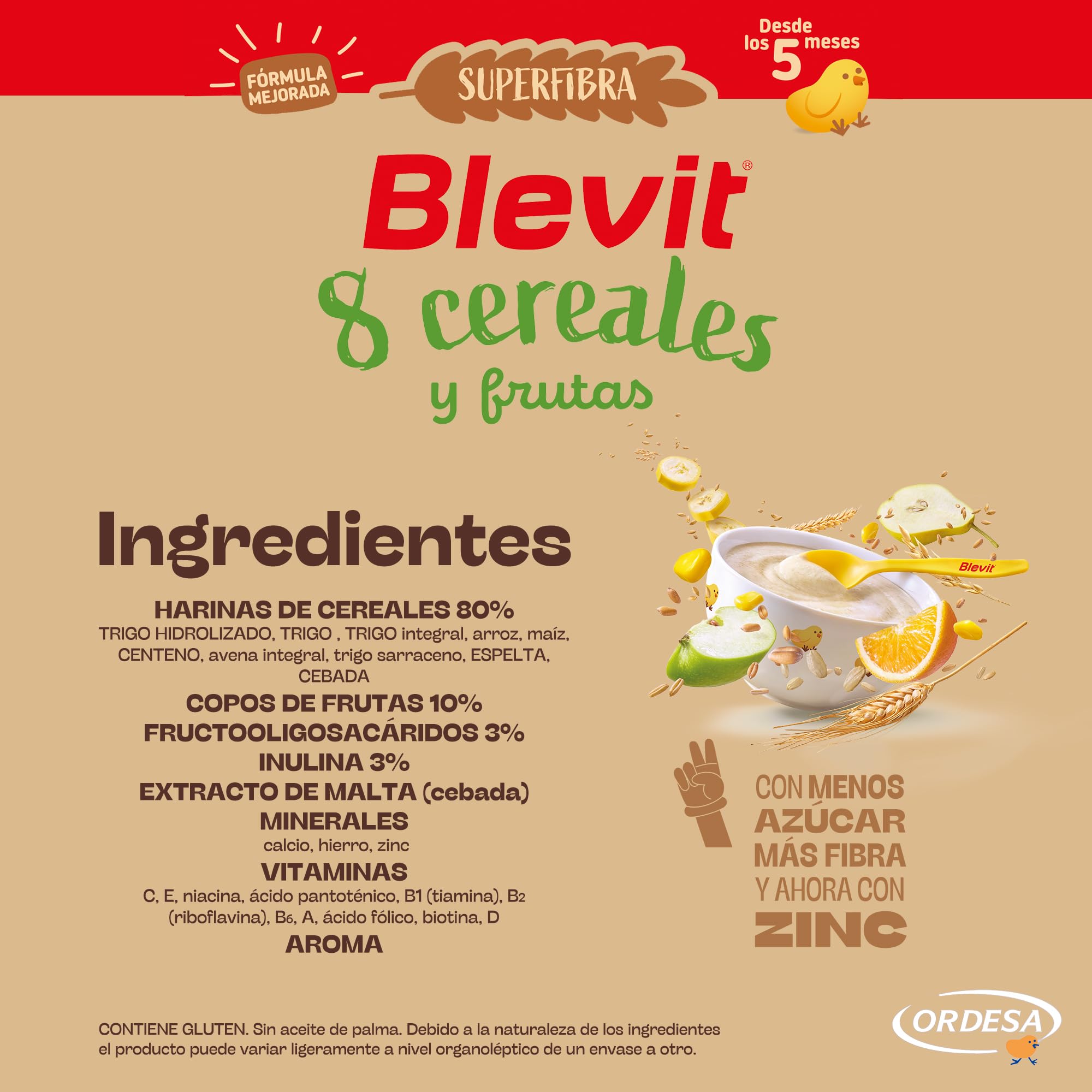 Blevit Superfibra 8 Cereales y Frutas 500g Papilla para Bebé desde 5 meses