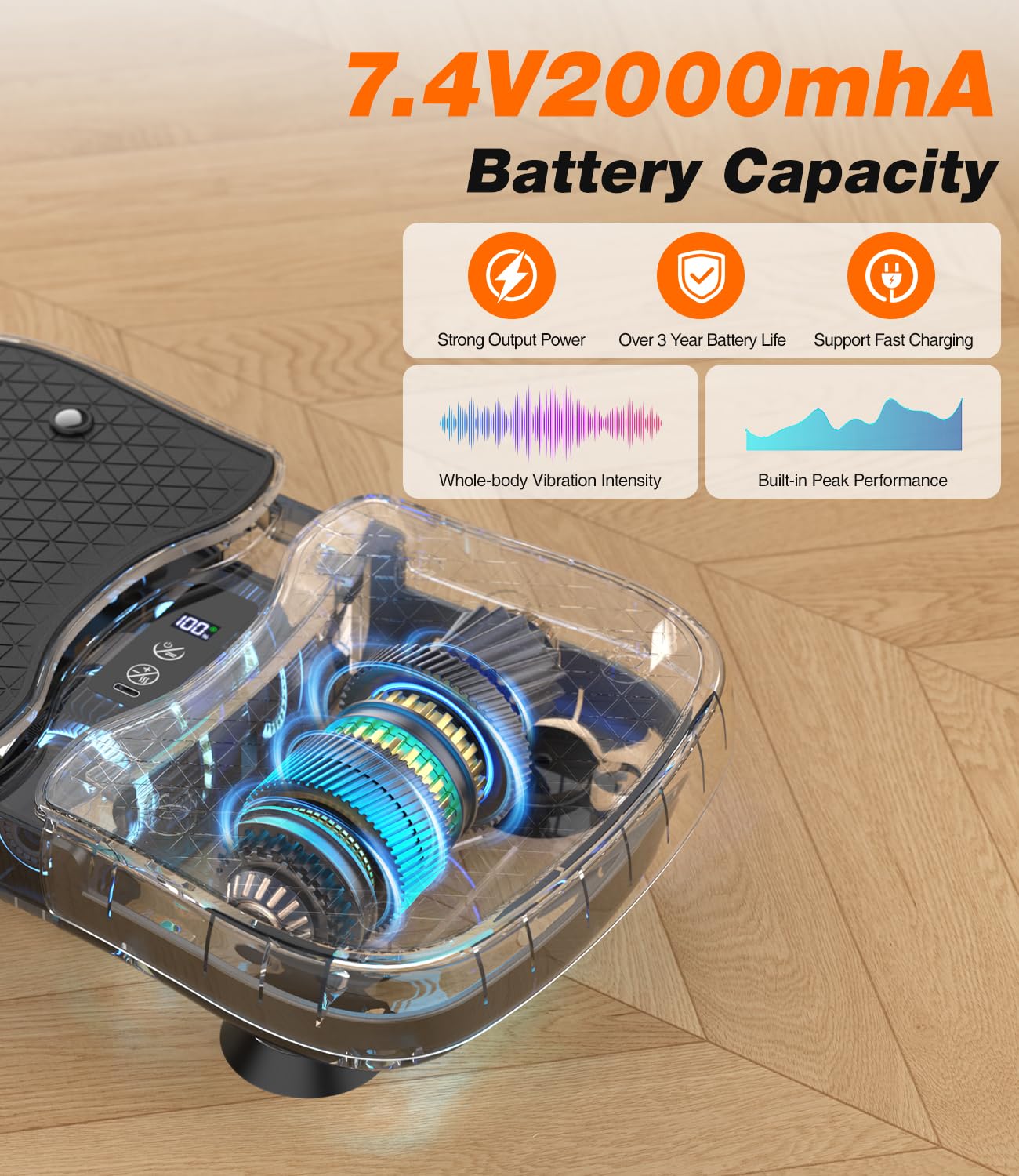 Piattaforma Vibrante con Riscaldamento Vibrator Fitness con 30 Velocità | 5 Modalità Macchina per Esercizi con LCD Touch, Anti Scivolo 130kg Batteria Ricaricabile USB-C – per Rilassamento Muscolare