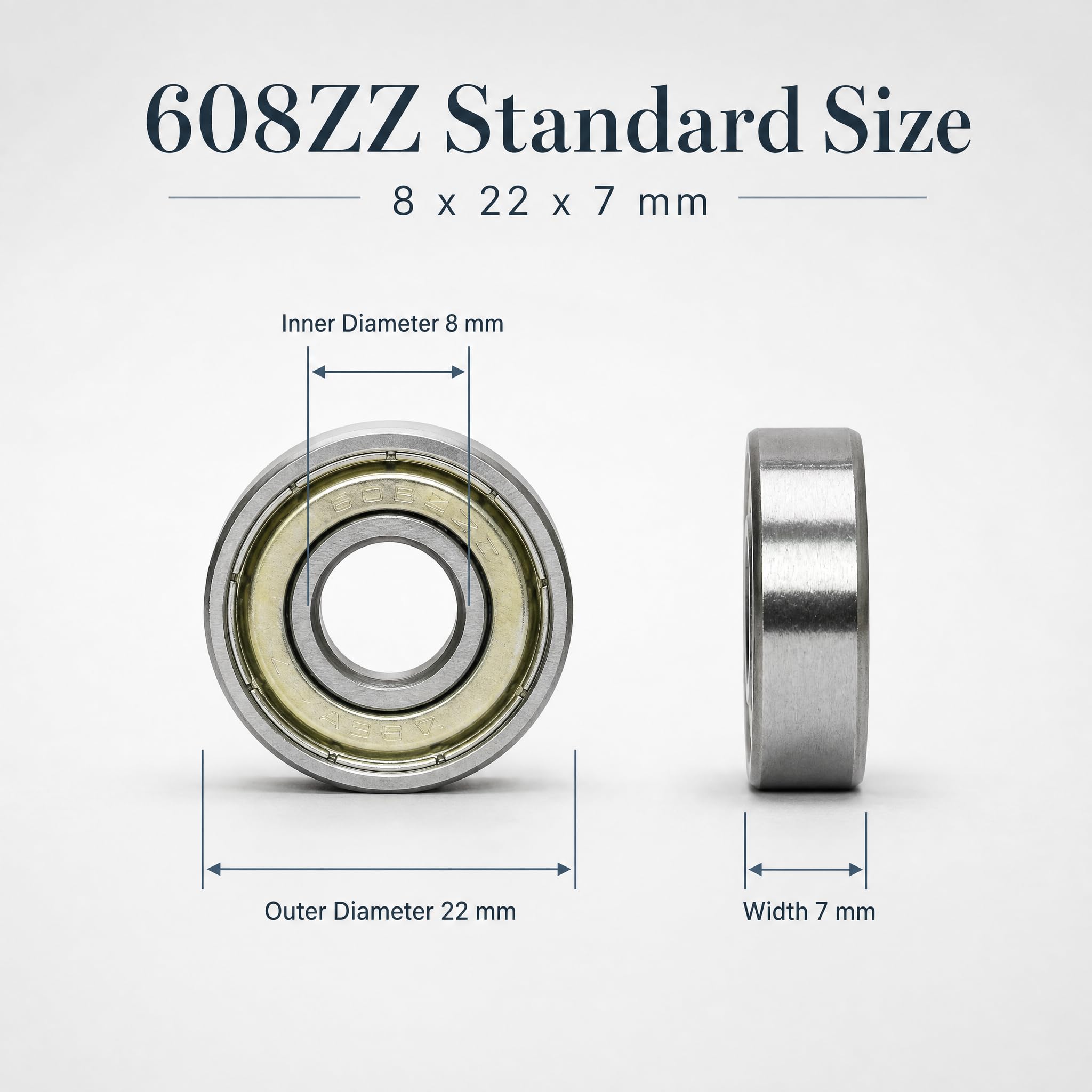 20 PCS 608 -ZZ Ball Bearings – Double Metal Sealed Miniature Deep