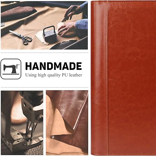 Miniatura 4 de Toplive Carpeta portafolio de 3 anillos, carpeta de cuero para entrevistas de negocios, tamaño A4, organizador de documentos tamaño carta con funda