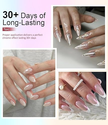 Miniatura 5 de 3D Nail Gel BISHENGYF - Polvo de uñas cromado rosa y blanco, 0.55 onzas, gel transparente para esculpir 3D, gel duro para manos con láser plateado y