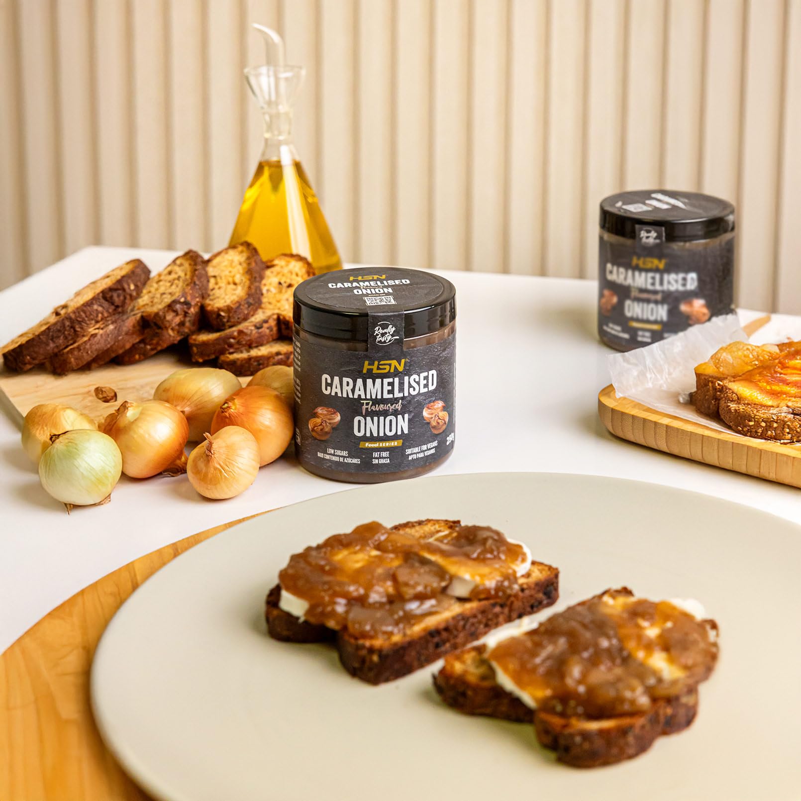 HSN Cebolla Caramelizada HSN | Pack 3 Unidades de 250g | Receta Baja en Azúcar Estilo Fit| Sin Colorantes, Endulzantes ni Conservantes Artificiales| Apto Dietas Veganas, Keto y Sin Gluten