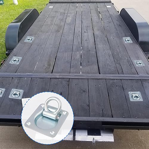 Miniatura 6 de Paquete de 5 anclajes de amarre de anillo en D empotrados resistentes, anclaje de amarre empotrado para camiones, remolques y entregas, capacidad de