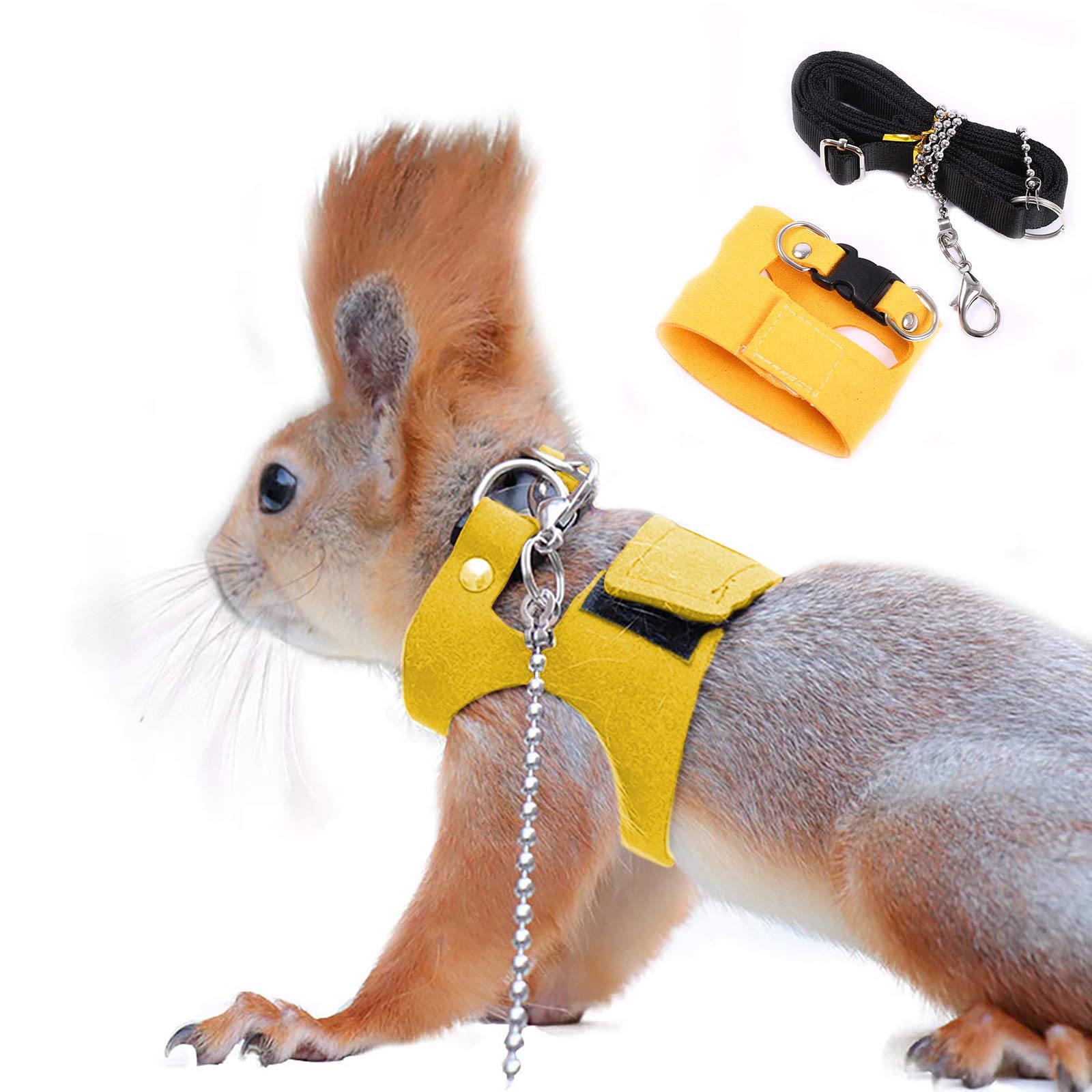 ADNIKIA Squirrel Traction Rope Strap Anti-Biting Chain Rope, Adjustable Vest, Small Animal Walking Harness with Lead Leash, Hamster Gerbil Rat Mouse Ferret Chinchilla Small Animal Walking Leash