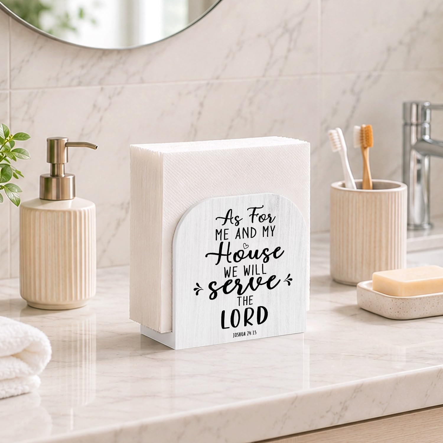 Christian Bible Verse Wooden Napkin Dispenser Holder