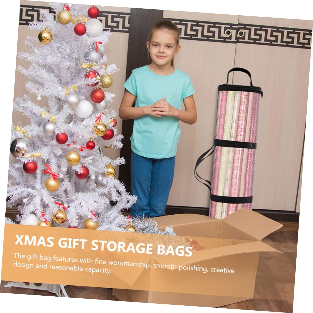 OHPHCALL 5pcs Handy Christmas Storage Pouch Cylindrical Present Wrapping Bag Design Reusable for Holiday Gifting Fine Craftsmanship for Organizing