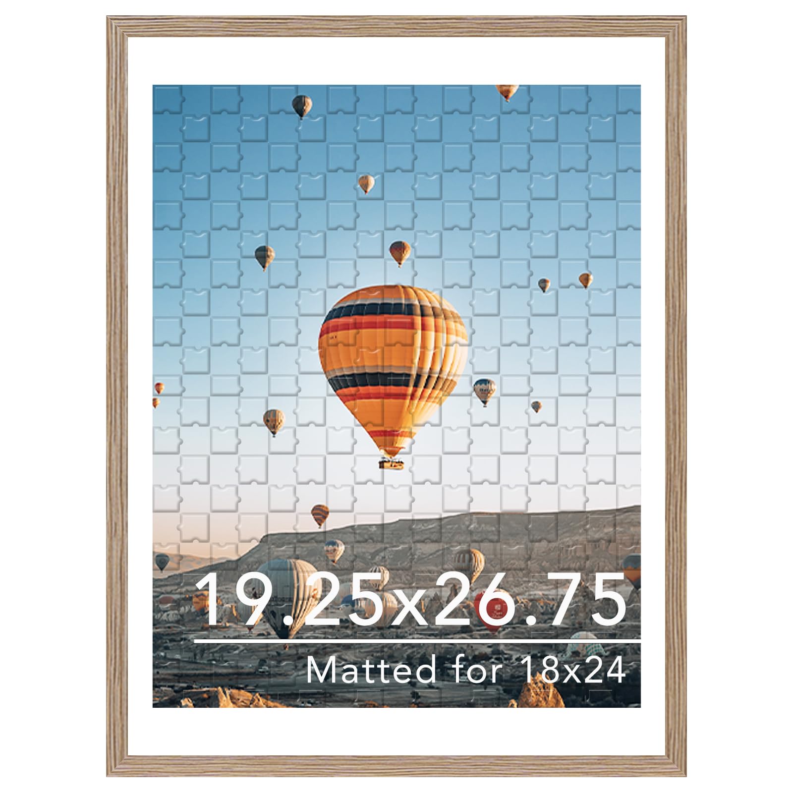 JCJMY 19.25x26.75 Puzzles Frame, Display 18x24 with Mat or 19.25 x 26.75 without, Wall Hanging 19.25 by 26.75 Picture Frame for Poster Photo Canvas Picture Puzzles, Rustic Brown