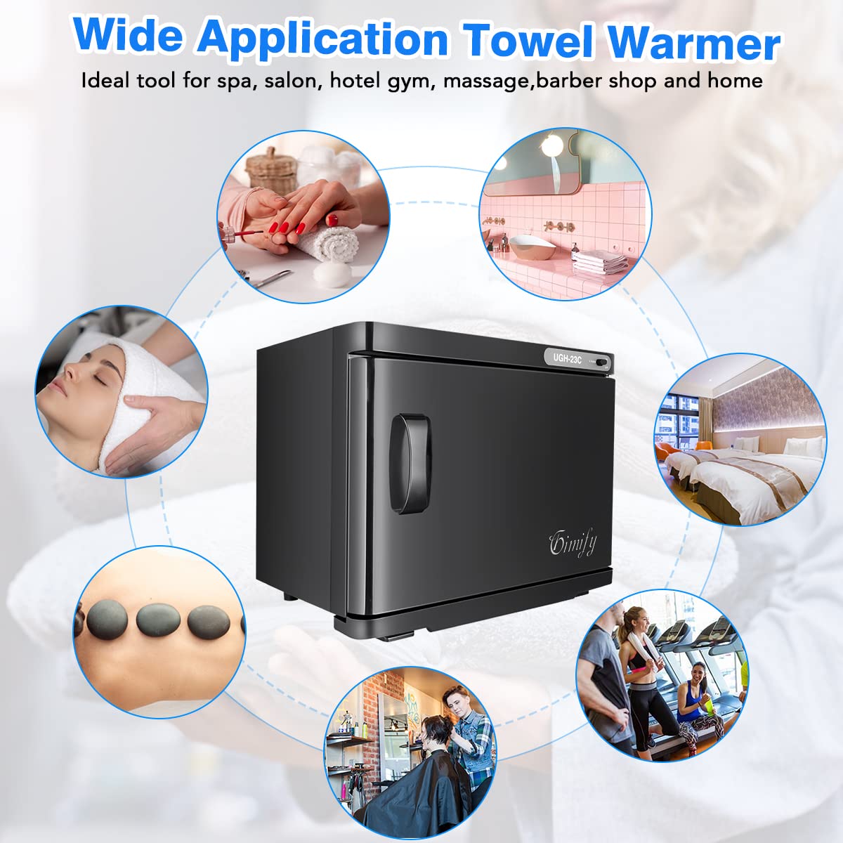 Gimify Hot Towel Warmer Heating Cabinet 23L Large Capacity Lightweight for Facial Spa Massage Salon Hotel Gym Home, Black : Beauty & Personal Care