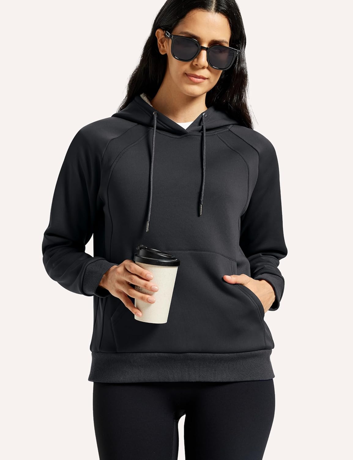 MoFiz Women's Casual Winter Warm Fleece Sherpa Lined Hoodie Sweatshirt Thick Long Sleeve Pullover with Pockets - Image 2