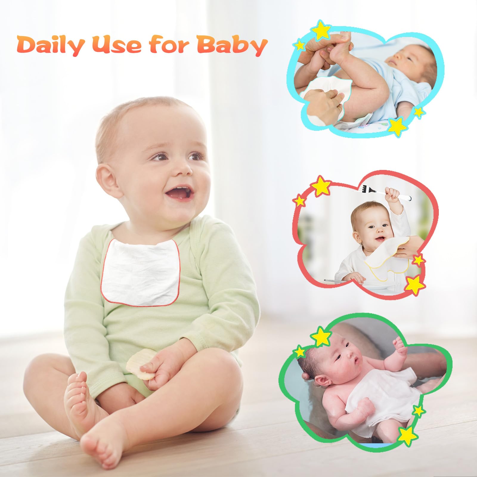 54 Baby-Flanelltücher, blauer Spender für Feuchttücher, wiederverwendbar, natürlich und hautfreundlich, unverzichtbare Handtücher für das Gesicht, 20,3 x 20,3 cm
