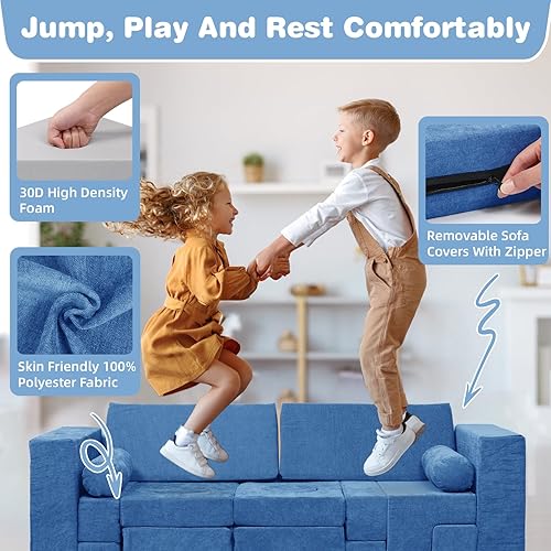 Miniatura 3 de GGIB Sofá modular para niños, 28 piezas, azul marino