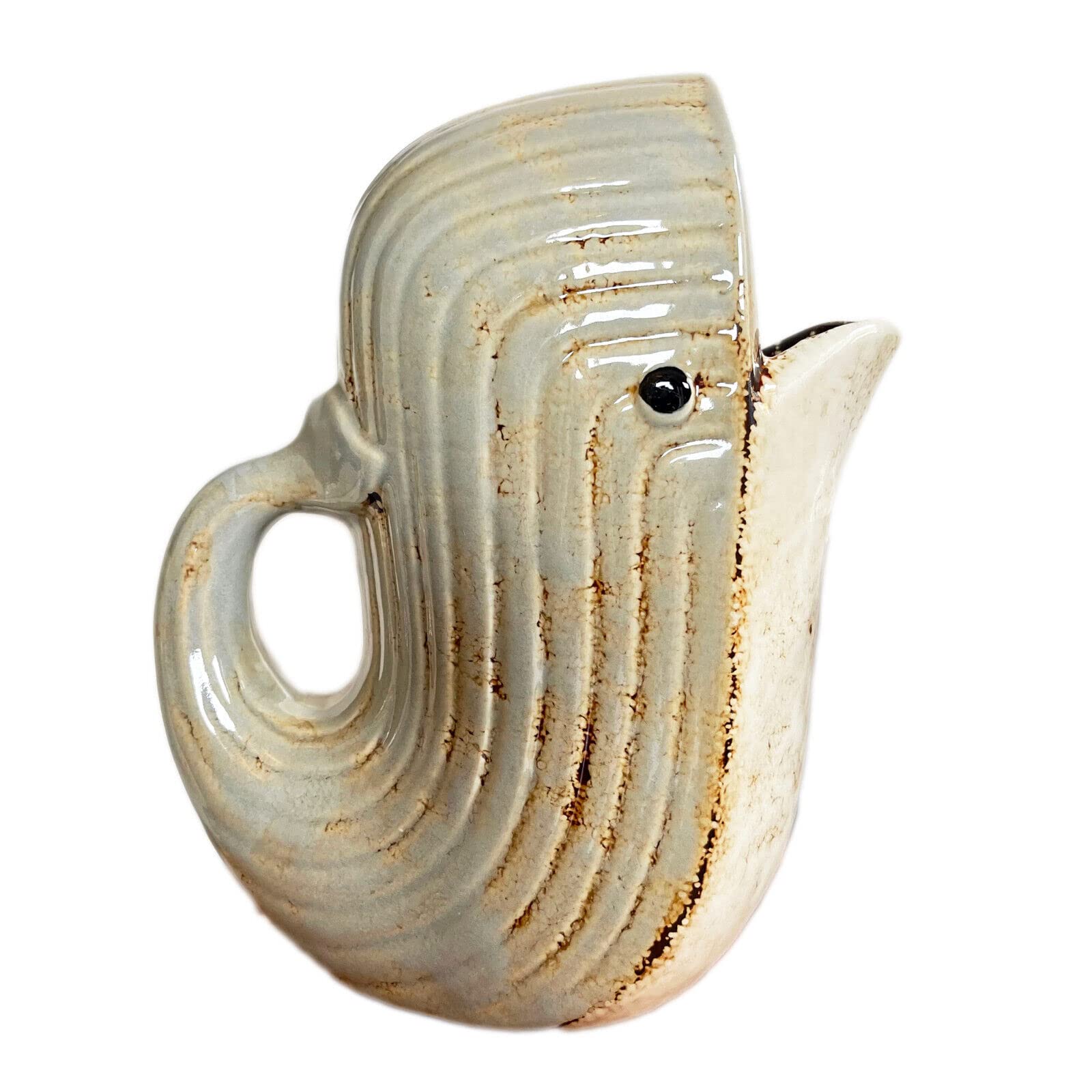 Darthome Grey Whale Flower Jug Vase Ceramic Distressed Decorative Water Serving Pitcher