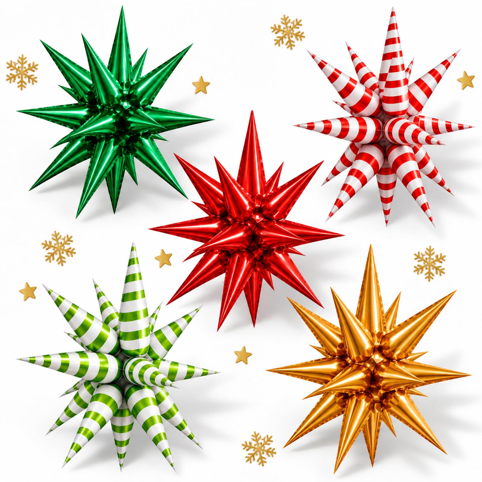 Froova Red Green Gold Star Balloons 22 Inch Stars Balloons for Christmas — image 1