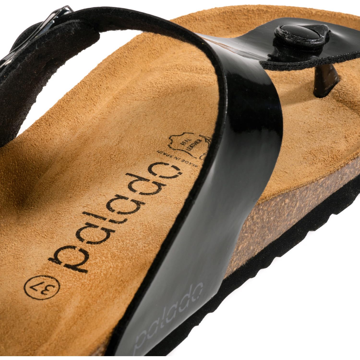 Palado Damen Zehentrenner Kos - Sandalen Made in Spain - bequeme Hausschuhe mit Kork-Fußbett - modische Sommerschuhe