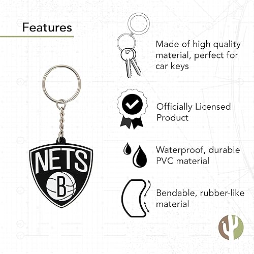 Miniatura 64 de Desert Cactus NBA Keychain – Official National Basketball League Keys Holder for Car, Backpack – Eastern Conference Gift(PVC)