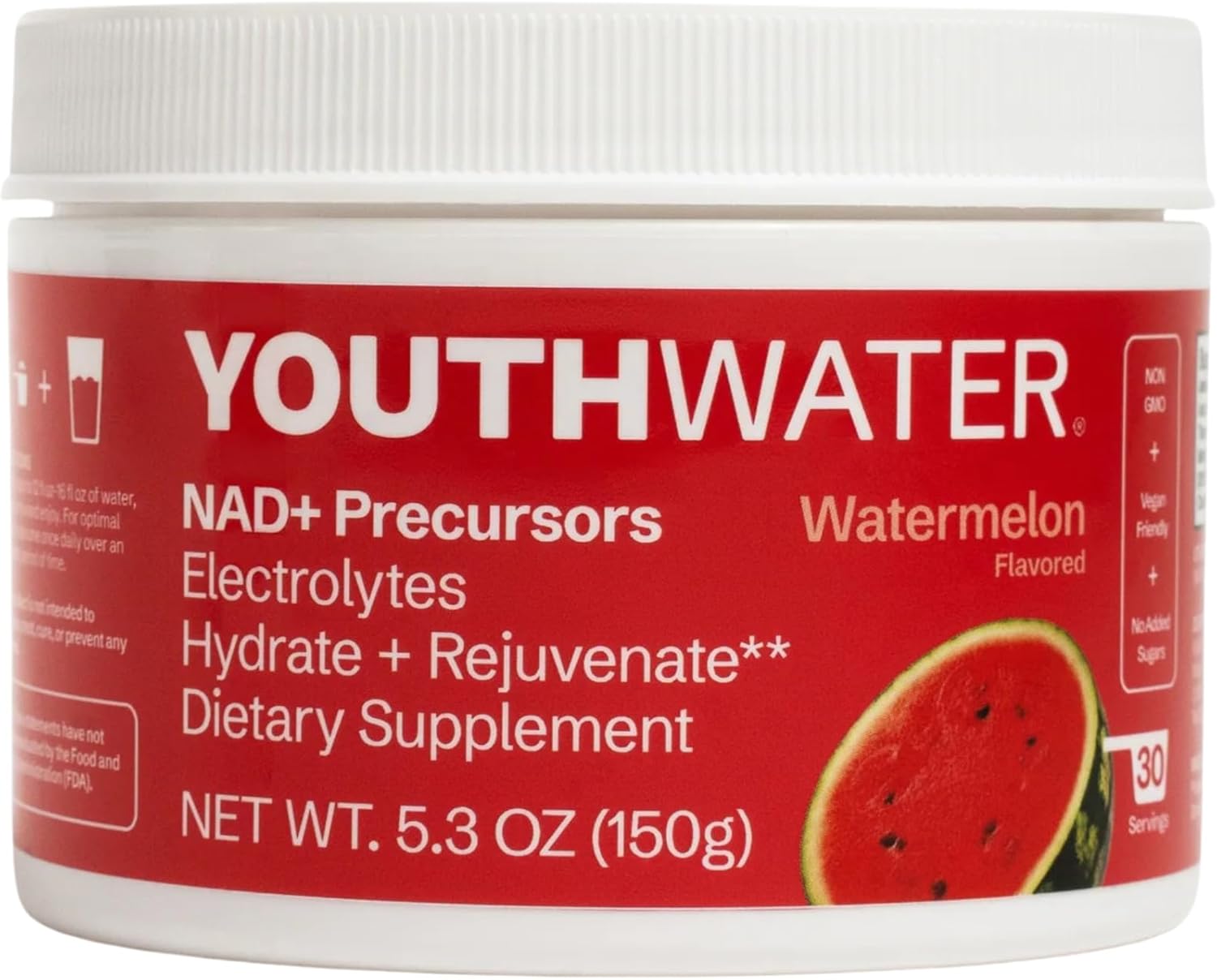 NAD+ Electrolyte Powder Drink Mix – Watermelon Flavored | Supports Cellular Energy, Hydration & Healthy Aging | Low Sugar (<1g) | Magnesium, Potassium, Himalayan Pink Salt | 30 Servings