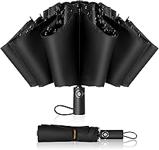 TECKNET Compact Strong Windproof Umbrella-Automatic Inverted Design for Rain&Wind, 210T Waterproof Canopy Portable Travel Umbrella FitsCar & Backpack, Lightweight Folding Umbrella for Men Women