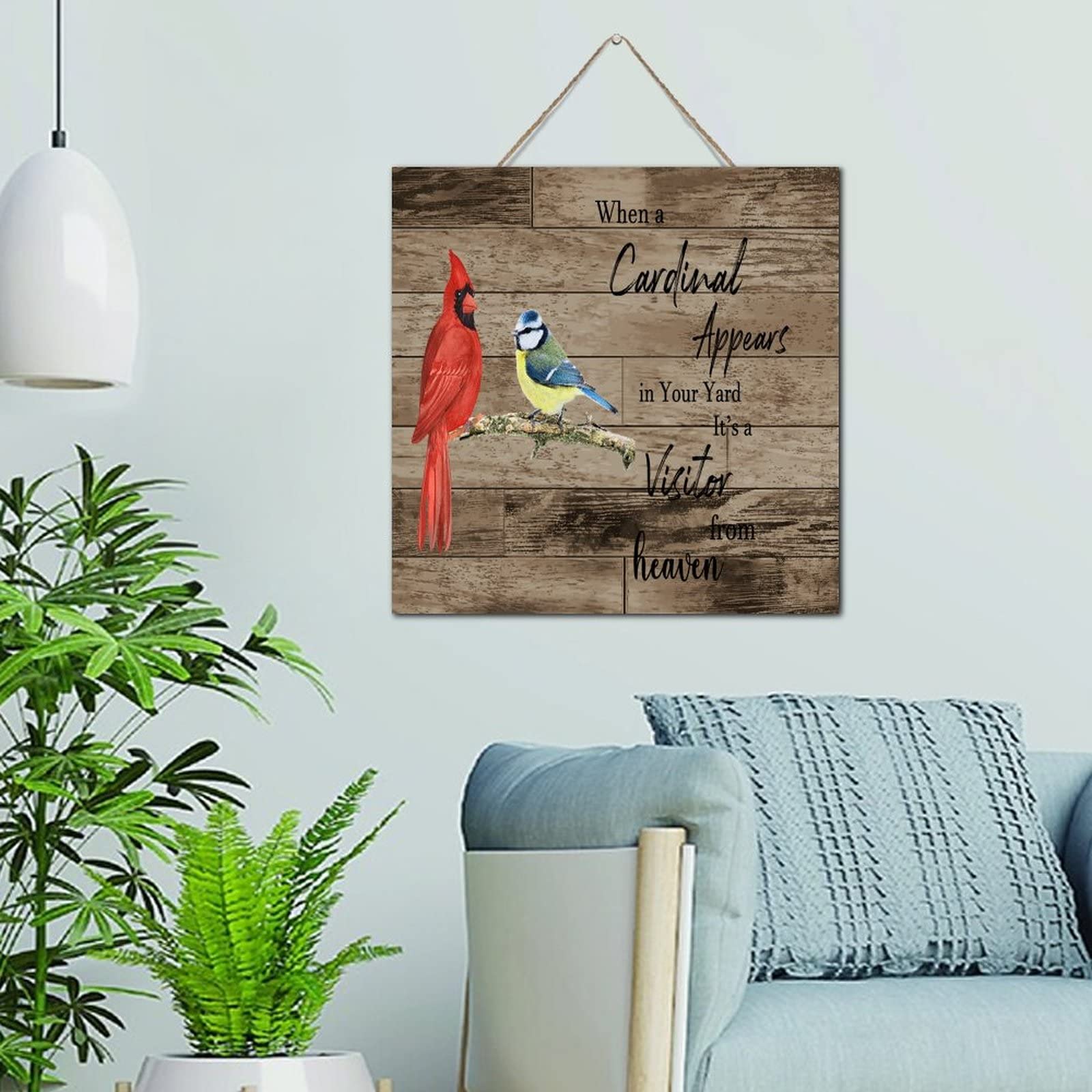 Plaque murale cardinal oiseau bois pour égayer un mur vide bureau