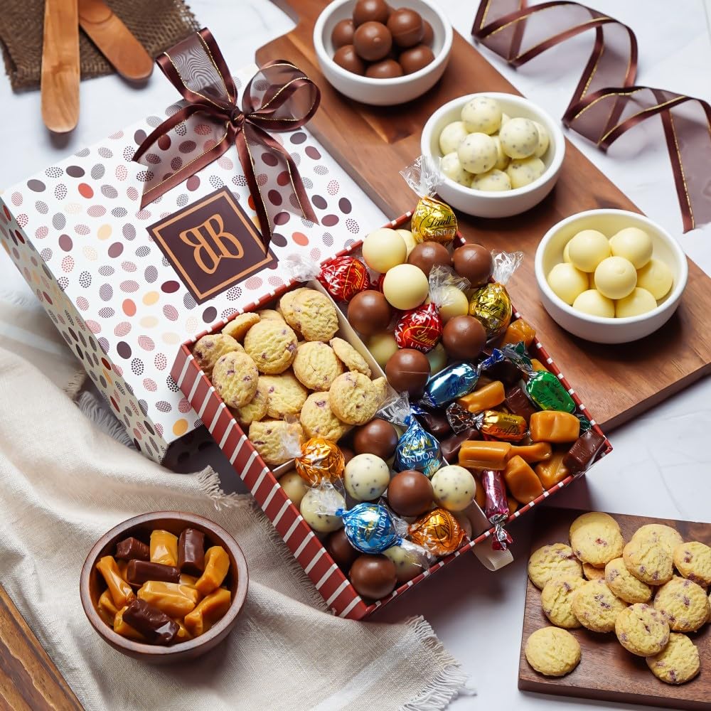 Broadway Basketeers Chocolate Gift Basket Share Your Feelings with a Reusable Gift Box Filled with Chocolates & Sweets. Perfect for Christmas Holiday Delivery, Women Men Friends, Business, Corporate