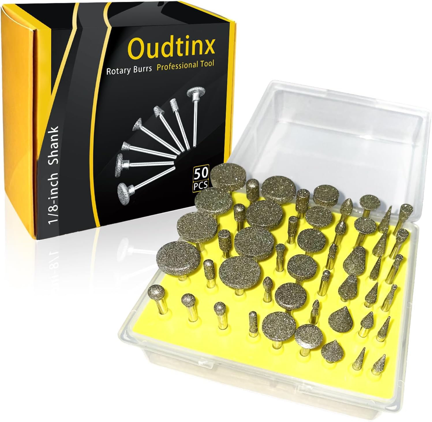 50pcs Diamond Coated Grinding Head Grinding Burrs Set for Dremel Rotary Tool