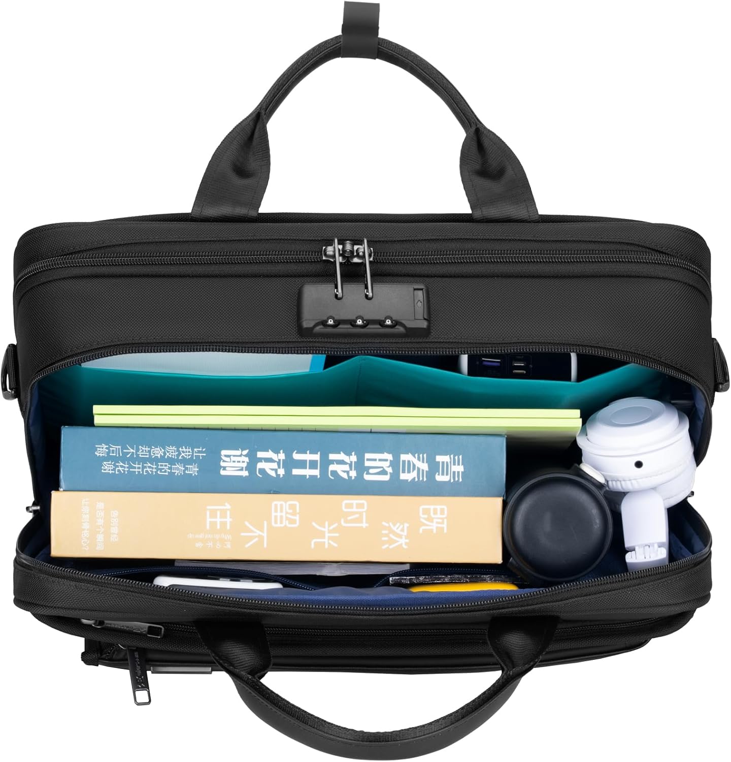 Laptop Bag 15.6 Inch, Business Briefcase for Men Women, Water Resistant Messenger Shoulder Bag, Office Bag, Carry On Laptop Case for Notebook/Computer, Black