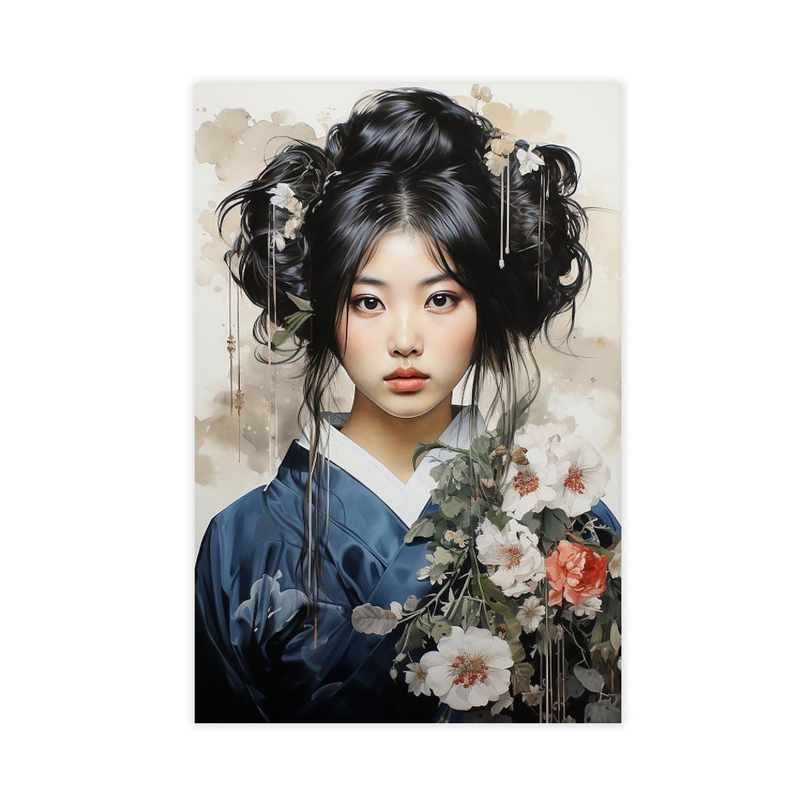 QNVJQKDSI Japanese Geisha Art (4) Canvas Poster Bedroom Decor Landscape Office Room Decor Gift 12" L X 18" W