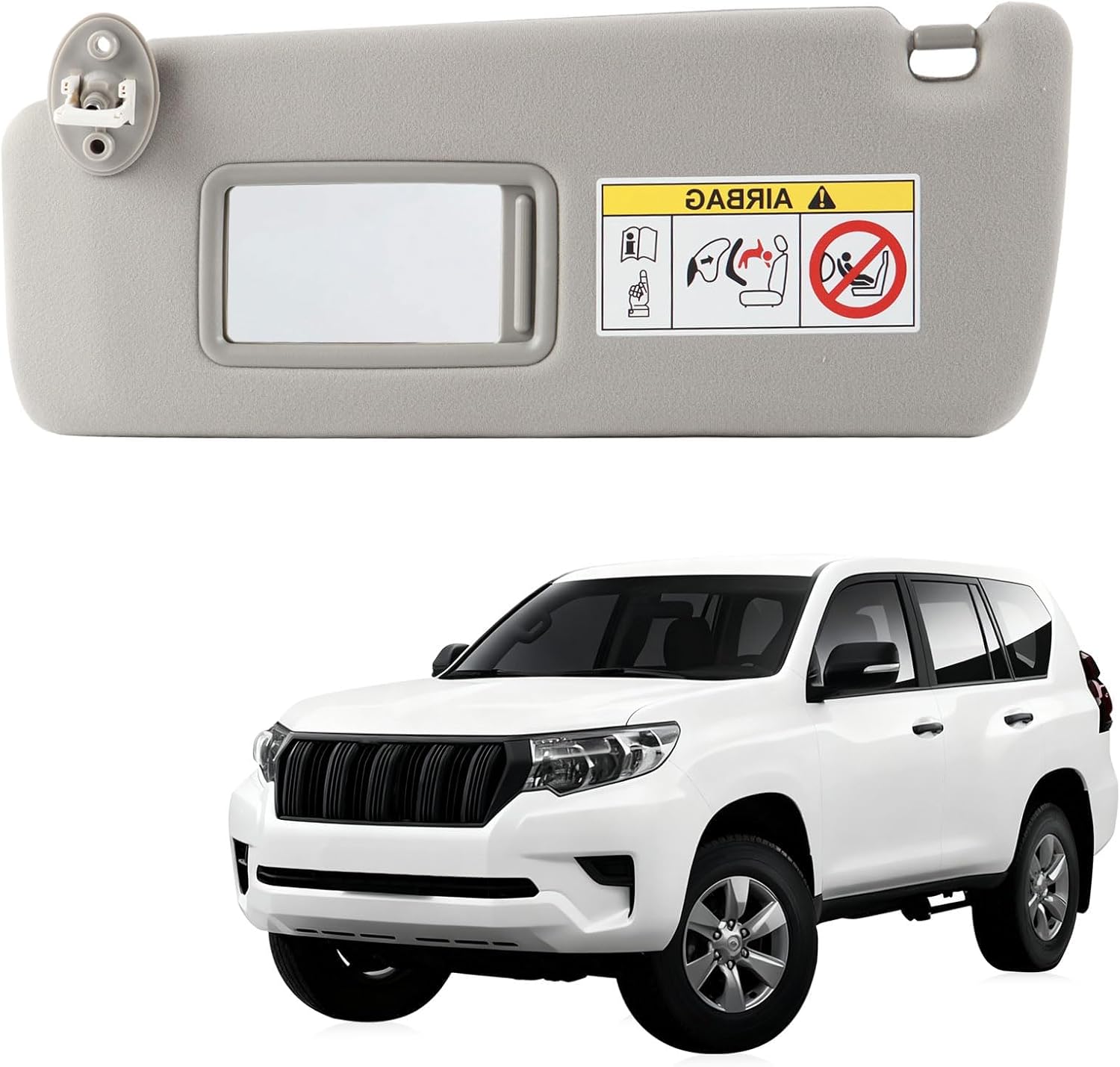 Sun Visor Compatible with 2009-2023 Toyota Land Cruiser Prado KDJ155/KDJ150 2010-2023 Lexus GX460 with Makeup Mirror Front Left Driver Side Replaces 74320-0G030-B0 74320-60F30(Gray)