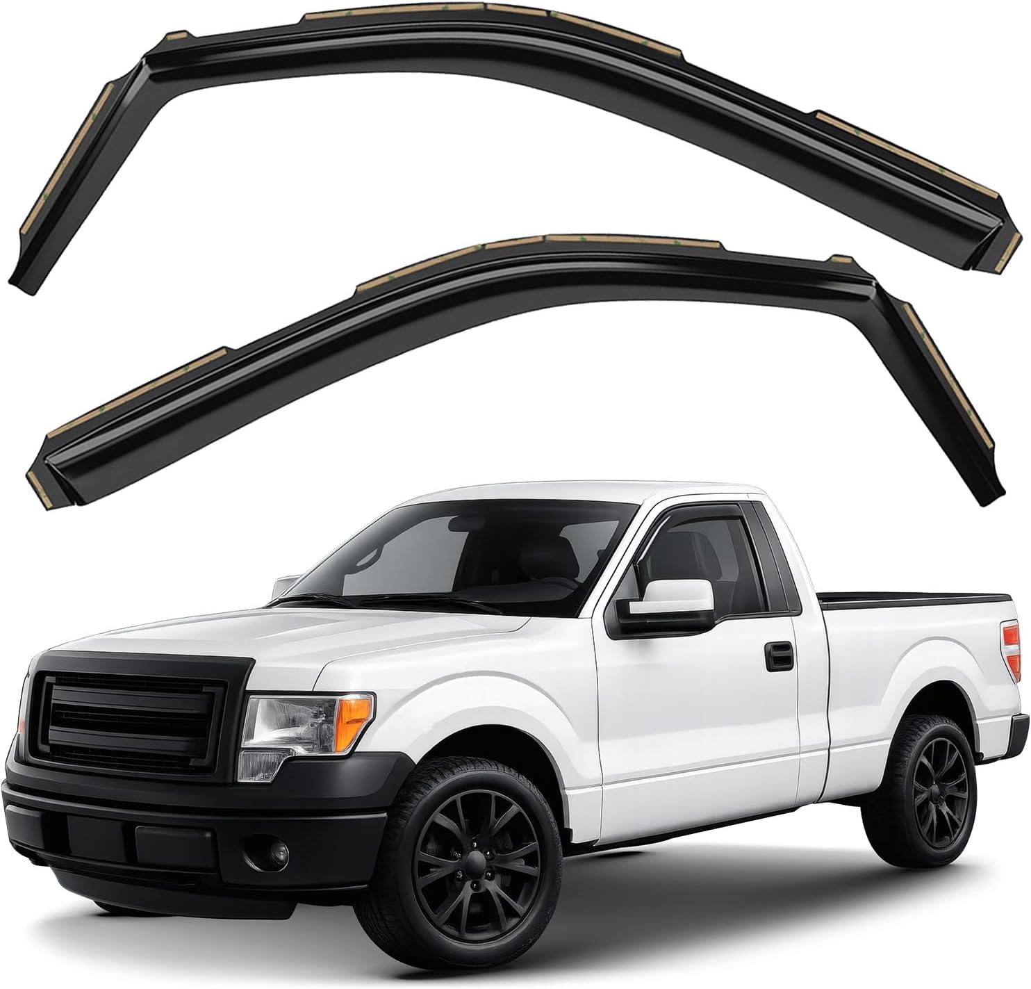 Window Deflectors Smoke Tinted in-Channel Side Window Vent Visor Deflectors Rain Guards Compatible with F-150 2009-2014 Regular Cab, Standard Cab - 2pcs. GW0877