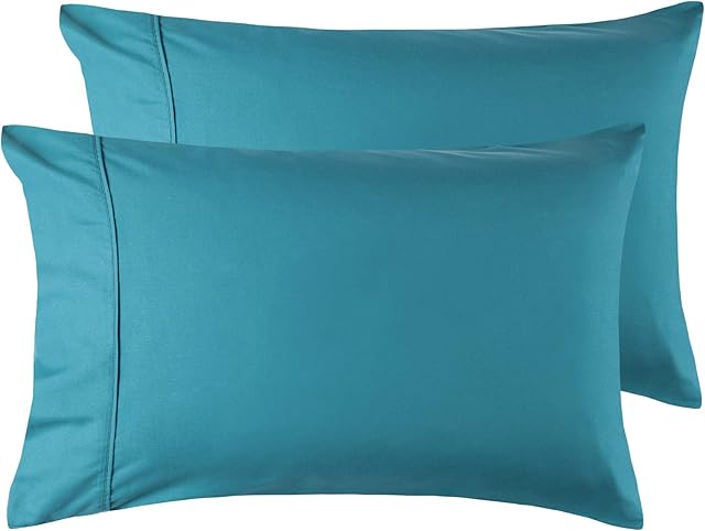Bedsure Pillow Cases 2 Pack Teal - Brushed Microfiber Pillowcase with Envelope Closure, 50 x 75 cm