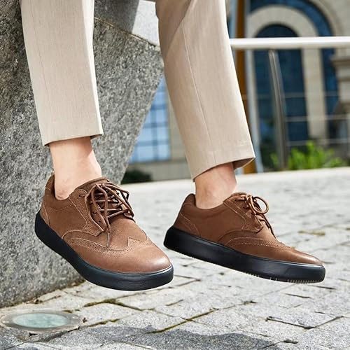 Miniatura 6 de OrthoComfoot Zapatos ortopédicos de cuero para caminar para hombre cómodos zapatos Oxford para fascitis plantar con soporte para el arco, pies