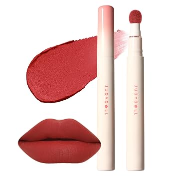 JUDYDOLL Cushion Matte Lip Cream, Hydrating Matte Lipstick with Tripeptide & Squalane, Lip line blurring, Velvet Lip mud, Smudge-Proof, Transfer-Proof, Long-Lasting, Non-craked N03 Hot Sauce