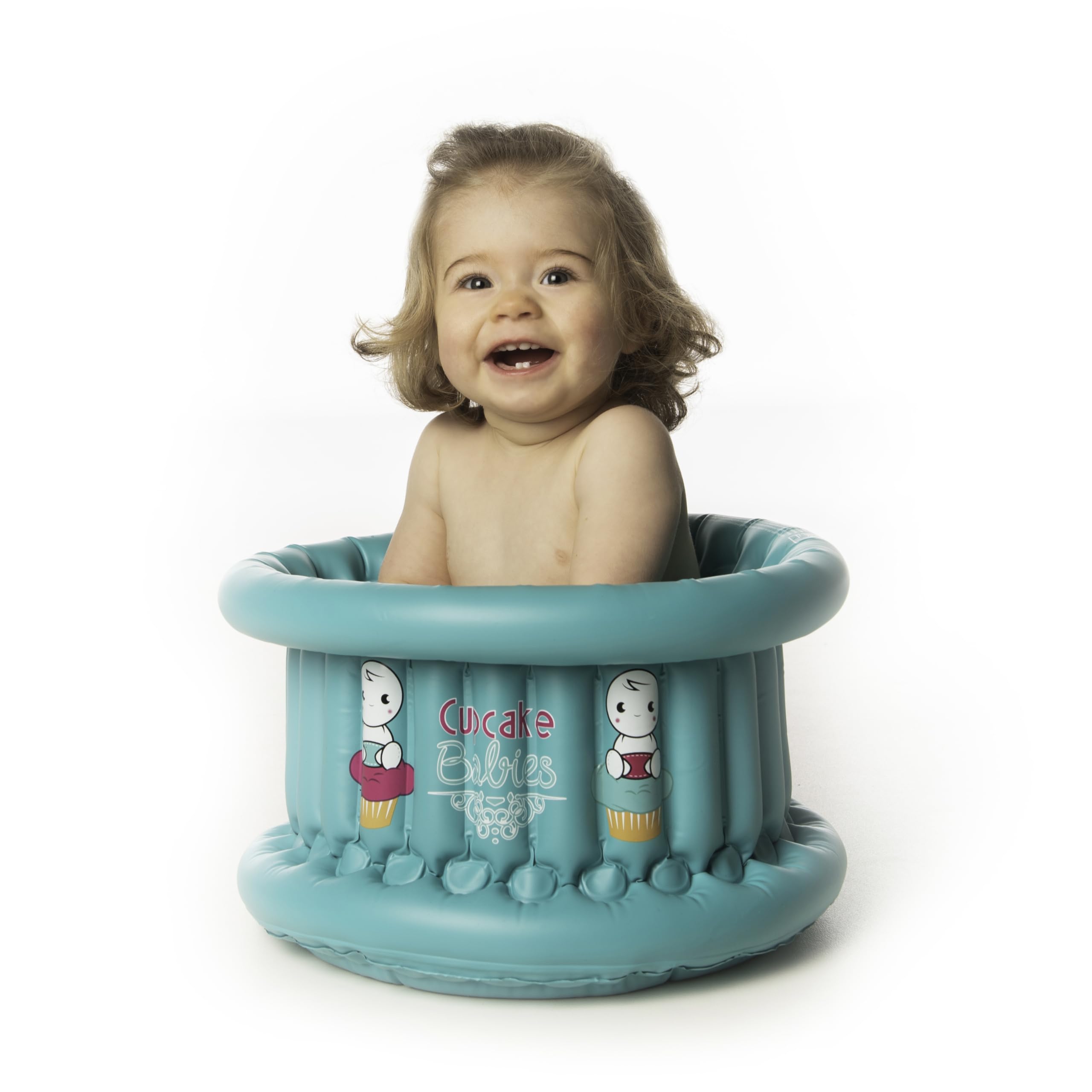 Pequeña bañera hinchable, cómoda para bebés y niños de hasta 12 meses, apta para uso interior y exterior, diámetro 35 cm x 22 cm, color turquesa