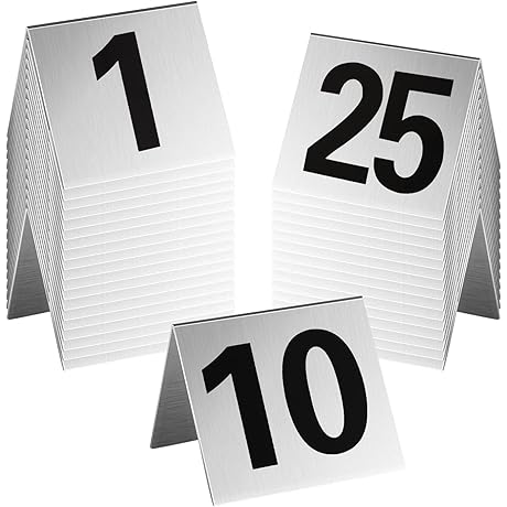 25 Piece Stackable Aluminum Table Numbers
