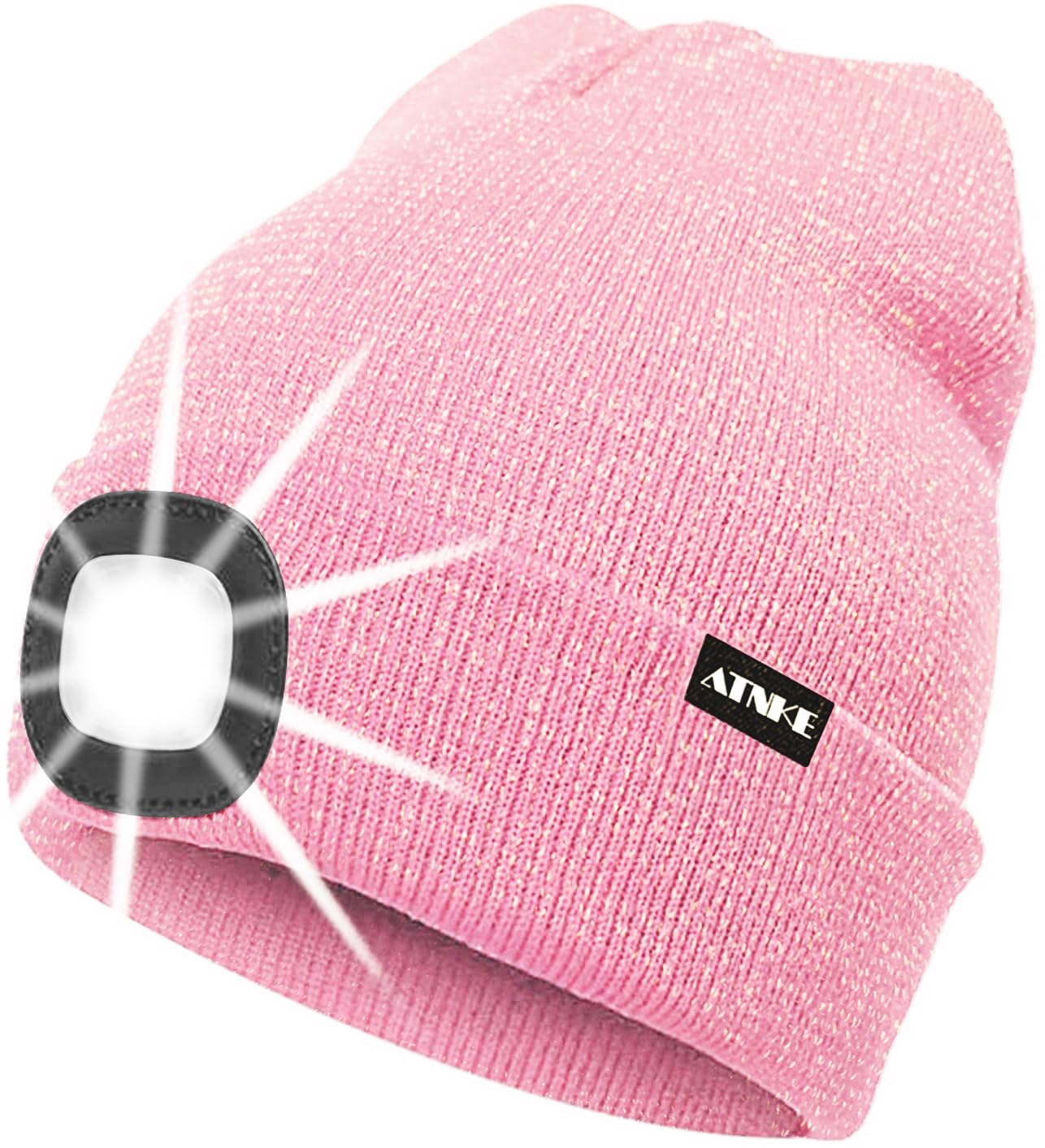 ATNKE LED Cappello Illuminato Berretto,USB Ricaricabile Cappello da Corsa 4 LED Impermeabile Luce Invernale Calda Lampada Frontale Regali per Uomo e Donna