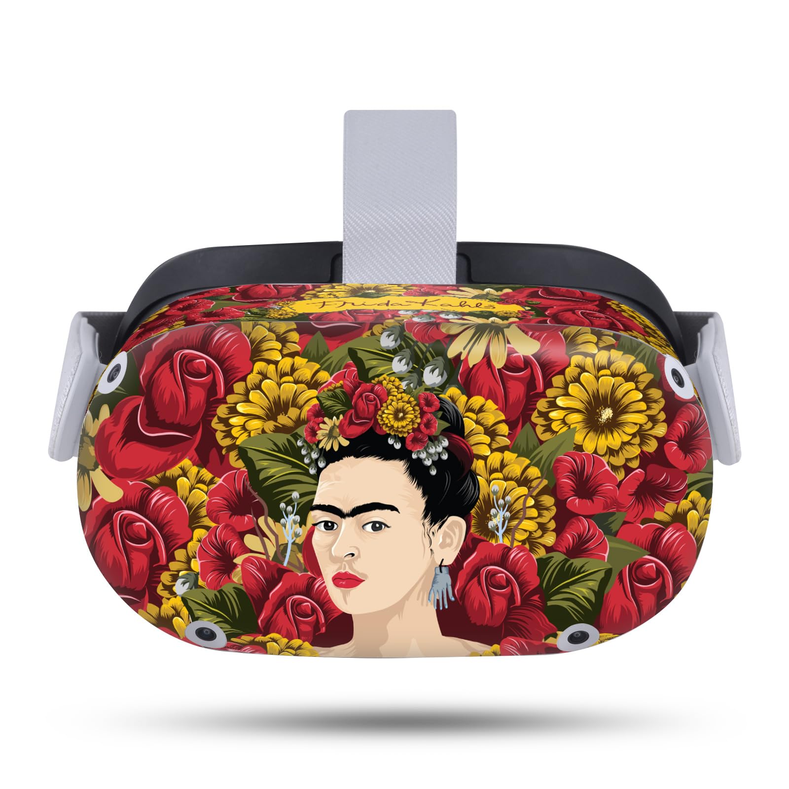 Head Case Designs Officially Licensed Frida Kahlo Portrait Pattern Floral Vinyl Sticker Skin Decal Cover Compatible with Meta Quest 2