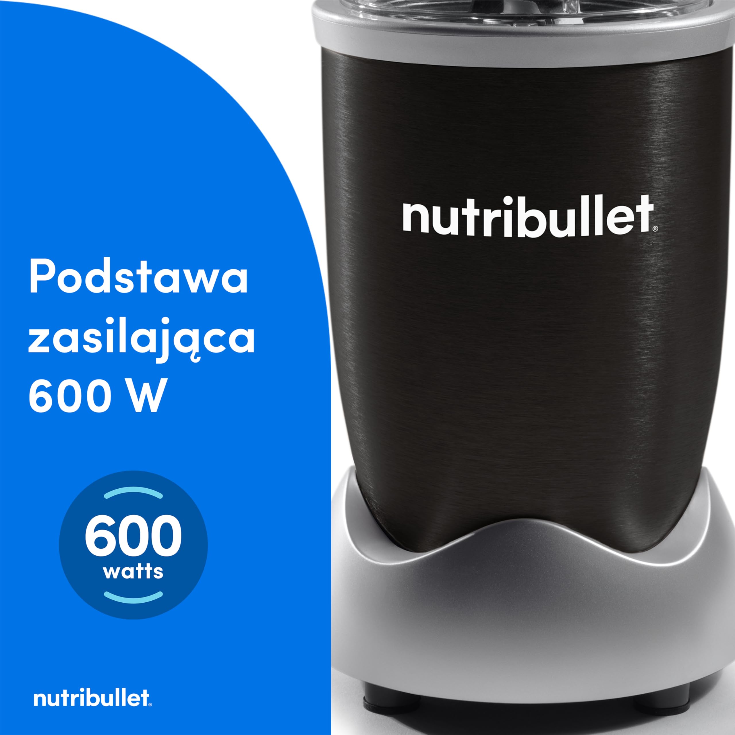 nutribullet Original 600, blender elektryczny, rozdrabniacz, smoothie maker, blender wielofunkcyjny, moc 600 W, Czarny, NB603B