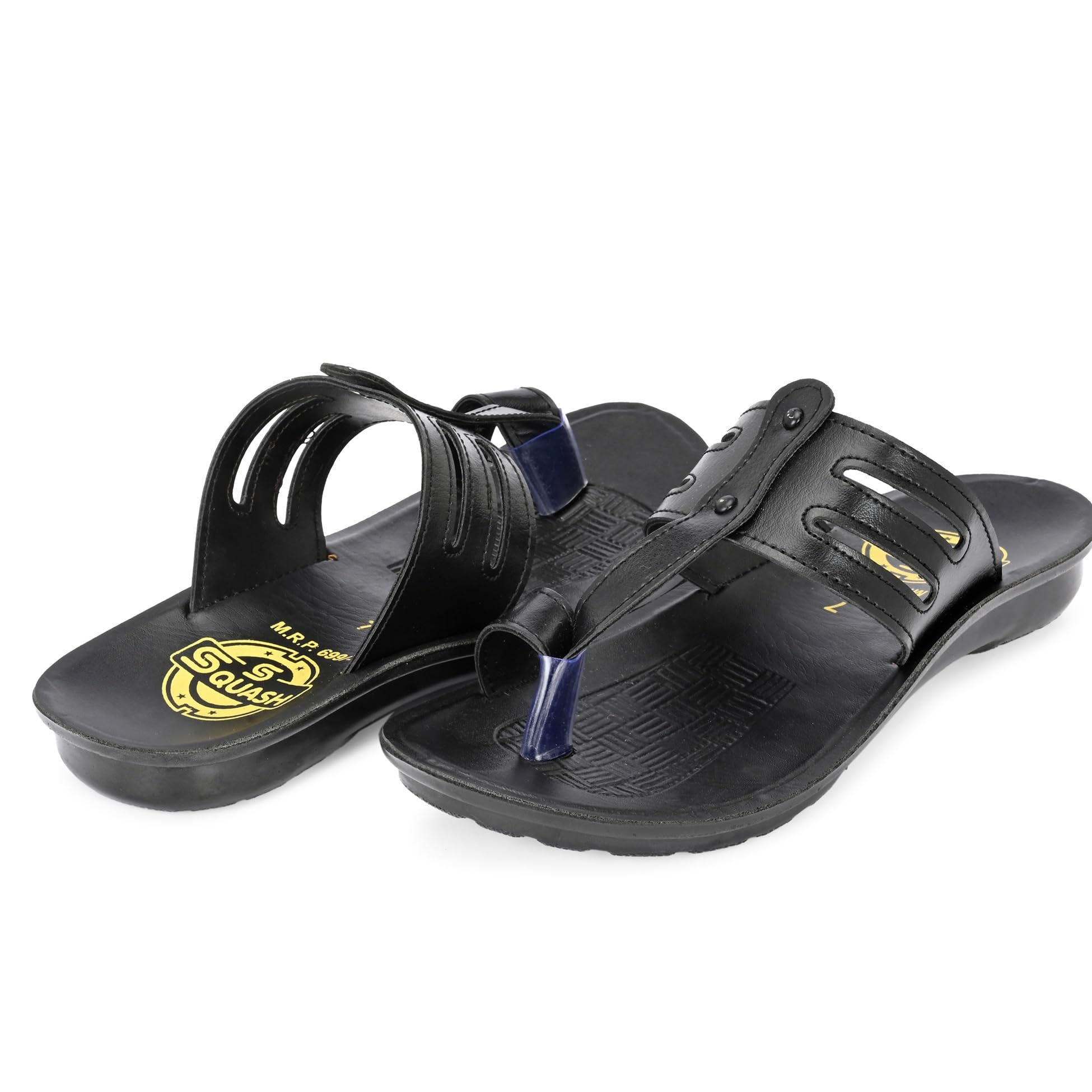 Men's Casual Synthetic LeatherPU SOLE Sandals TYPE SLIPPERS, Double Buckle, Open Toe 1 Pair-image-0