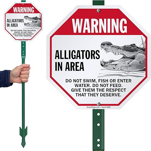 Miniatura 2 de SmartSign Letrero octágono para patio con estaca de 3 pies, 10 x 10 pulgadas, con estaca de 3 pies, aluminio laminado inoxidable de 40 mil, rojo,