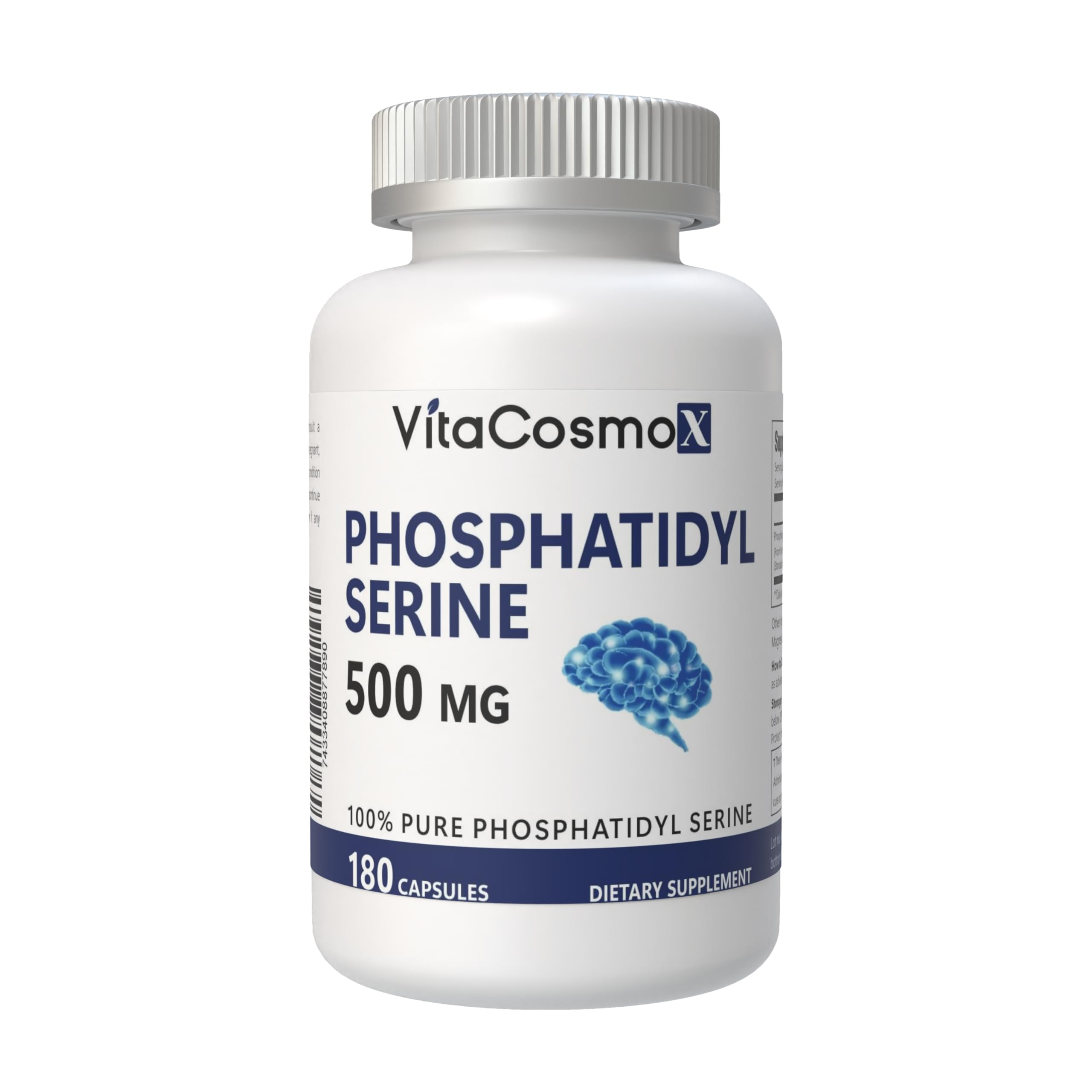 VitaCosmoX Suplemento de fosfatidilserina 500 mg — 180 cápsulas vegetais
