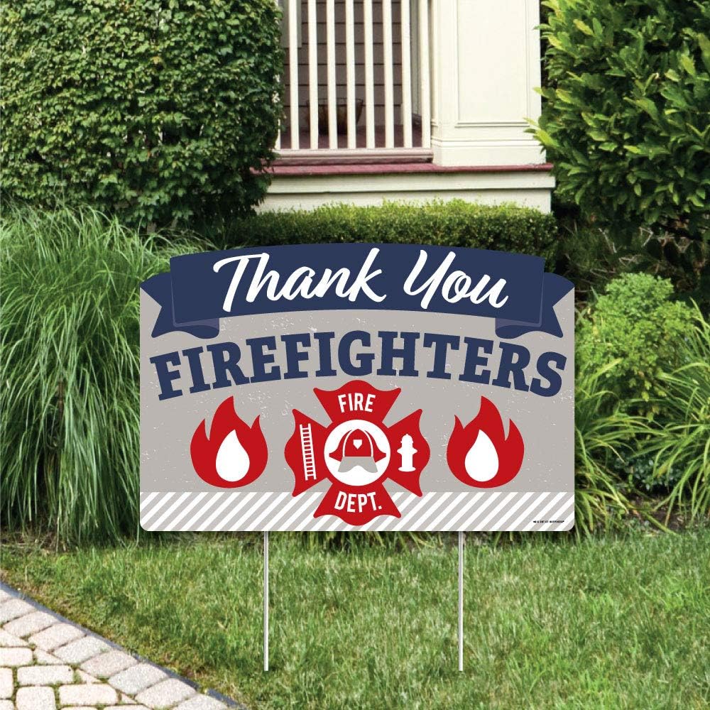 Big Dot of Happiness Thank You Firefighters - First Responders Appreciation Yard Sign Lawn Decorations - Party Yardy Sign