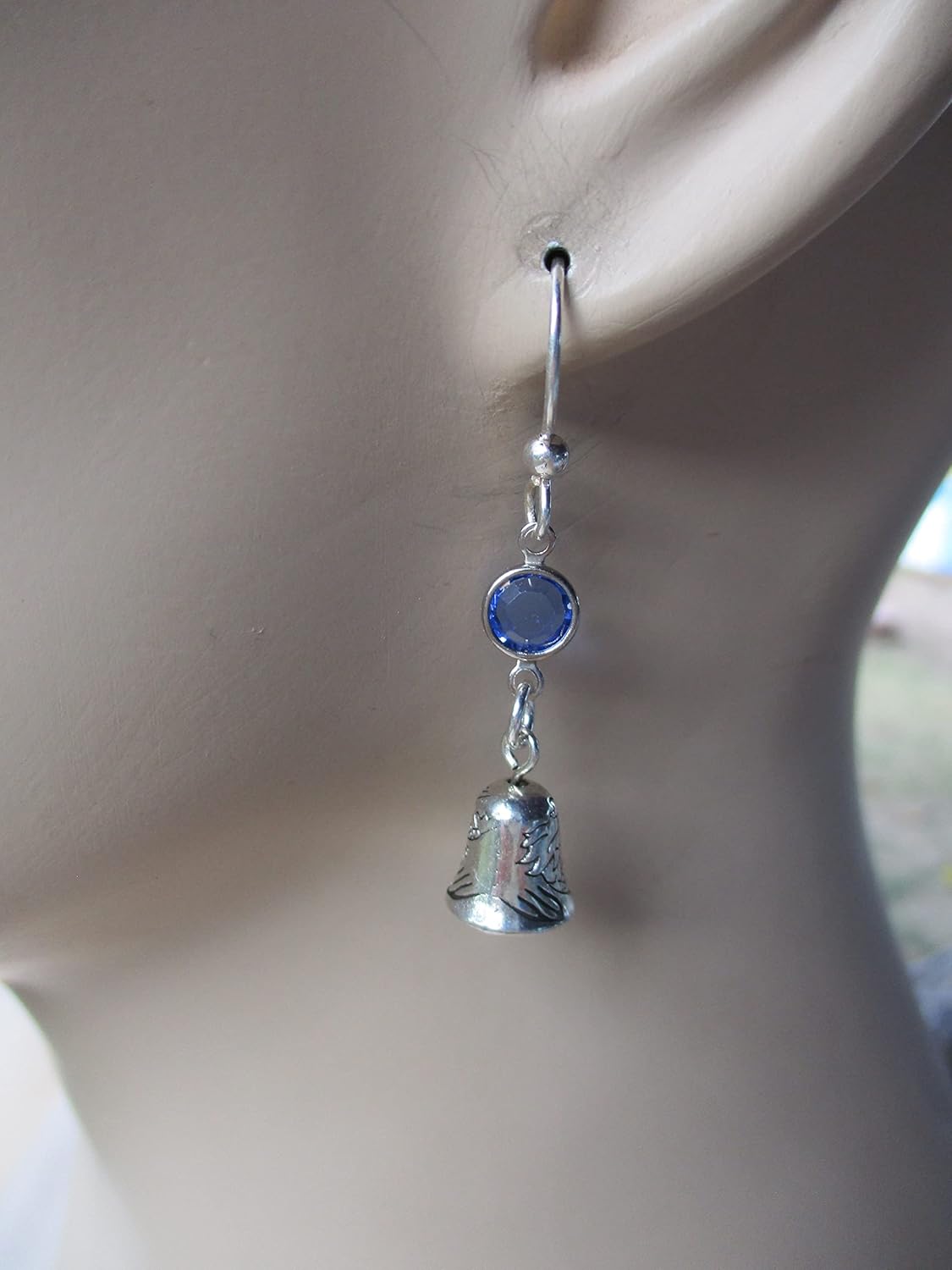 Bell Birthstone Earrings, Personalized Music Earrings, Hand Bell Charms, Musical Instrument Jewelry