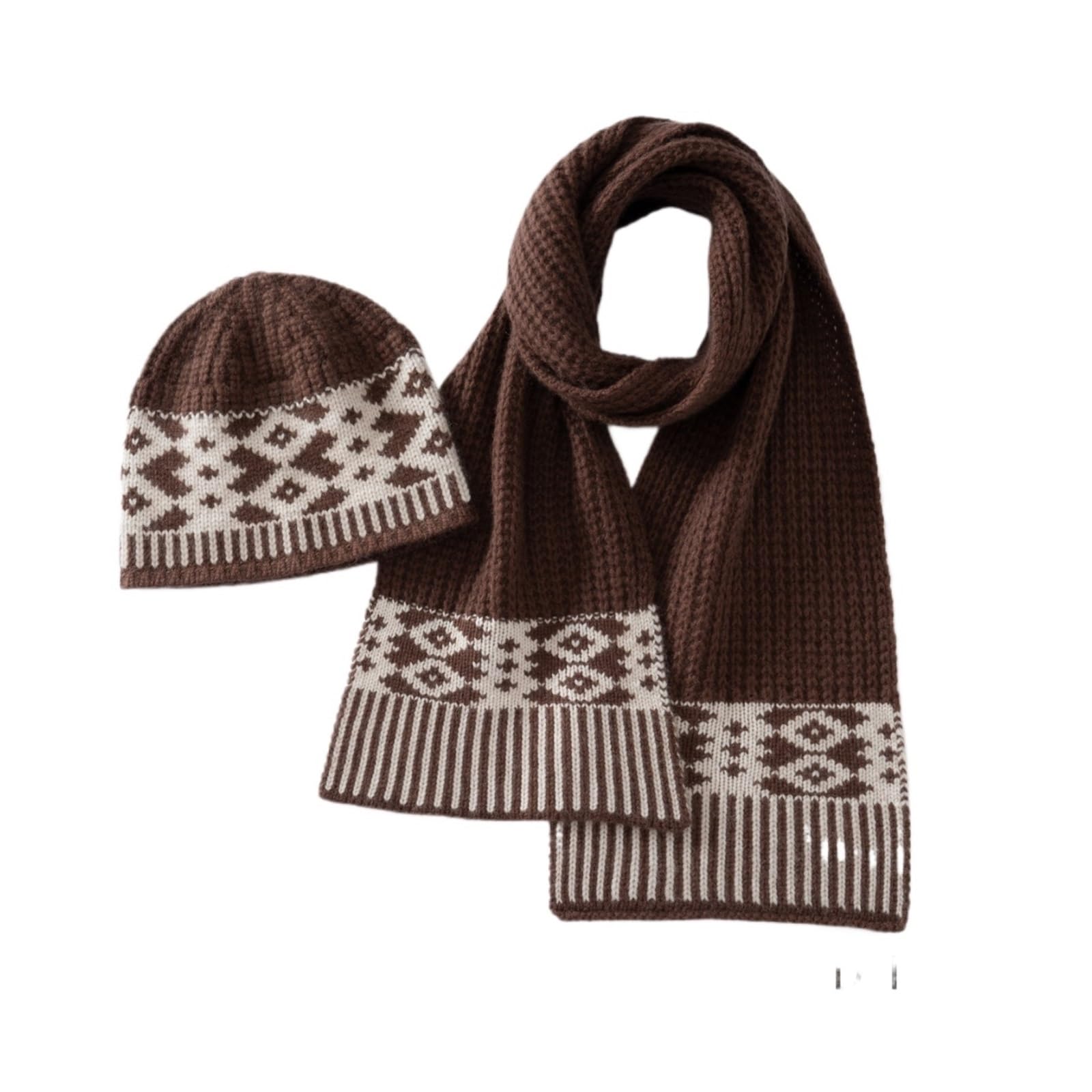 Genérico Conjuntos de gorro y bufanda for mujer, punto grueso cálido con retazos, informal, for exteriores, for invierno