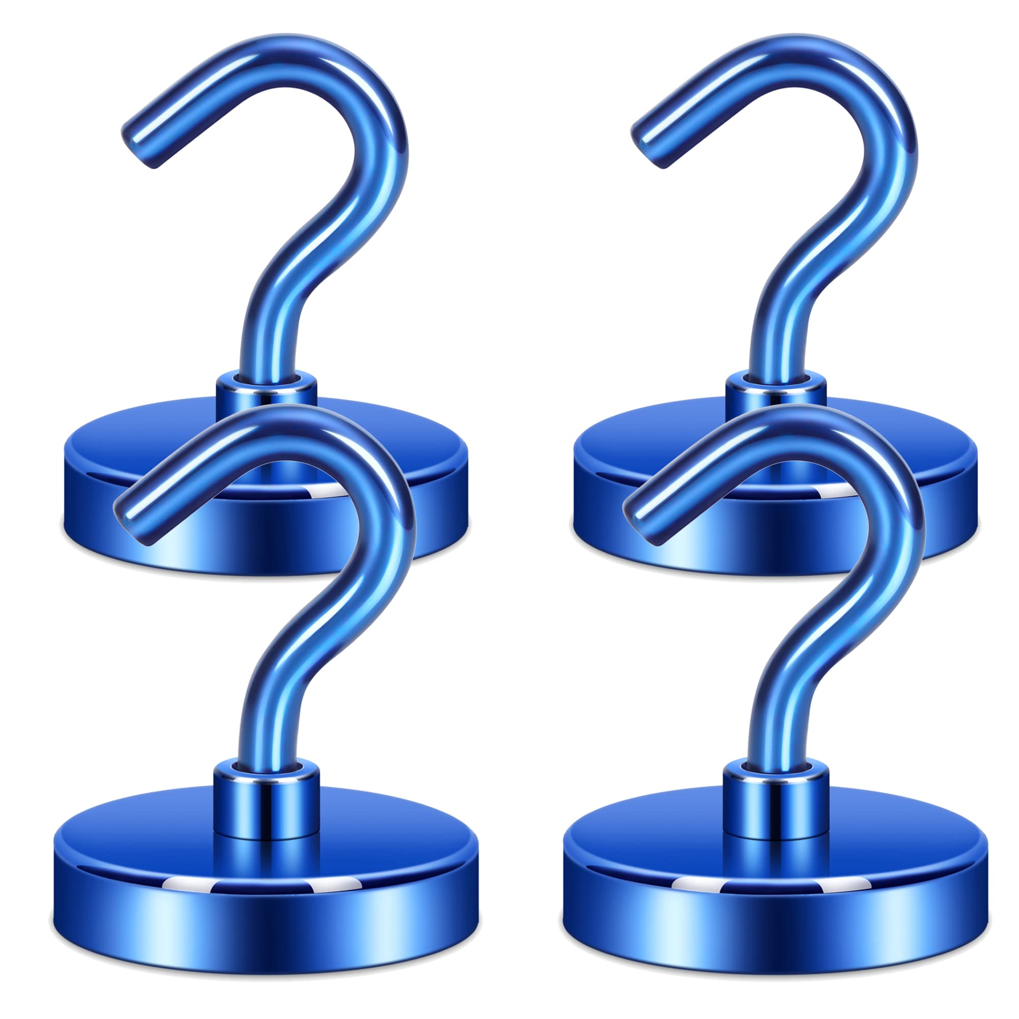 Neosmuk Magnetic Hooks Heavy Duty, 3lb Strong Magnet with Hook for Fridge, Super Neodymium Extra Strength Industrial Hooks for Hanging, Magnetic Hanger for Toolbox, Cruise, Grill(Navyblue,4 Pack)