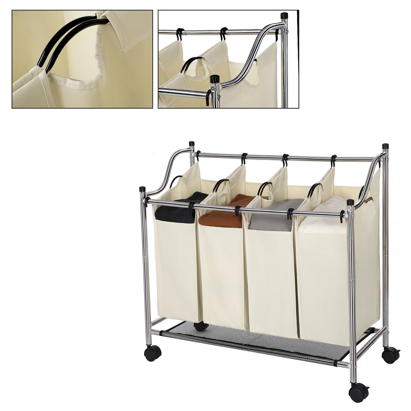 Buy SONGMICS Laundry Basket, Laundry Sorter on Wheels, Laundry Trolley