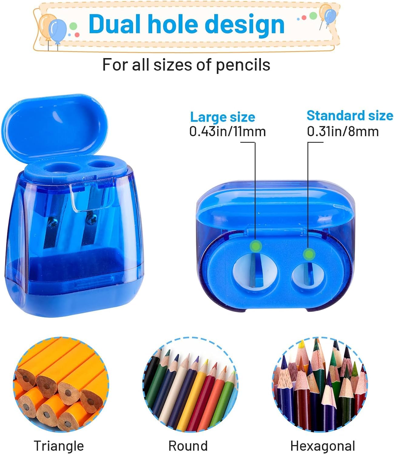 Lot De 12 Taille-crayons En Métal Avec 2 Trous, Double Lame D'affûtage Manuel Rectangulaire Double Trou Pour La Maison, L'école, Le Bureau