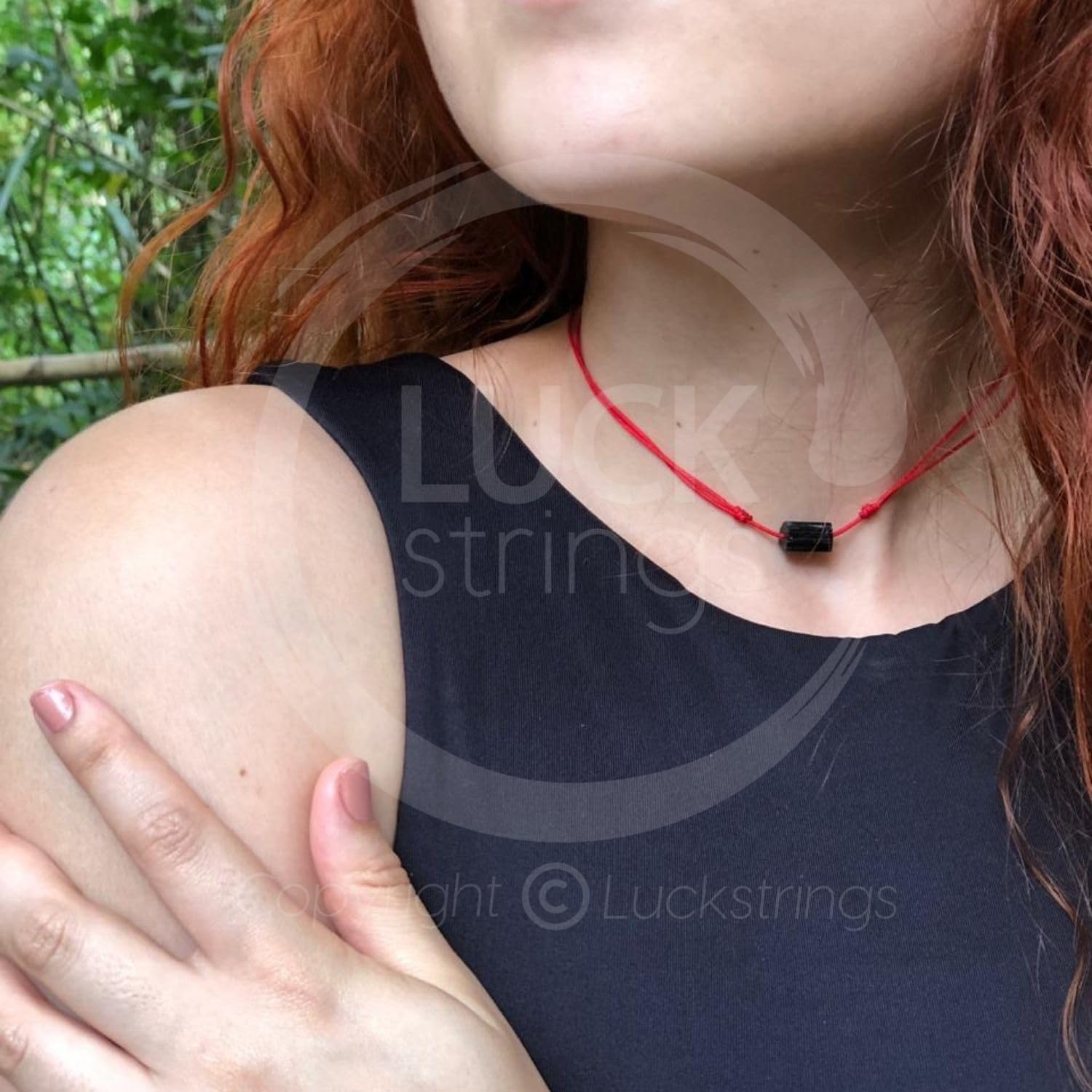 Black Tourmaline Bracelet - Red String Bracelet for Men, Women, Unisex - Black Tourmaline Choker Necklace Talisman for Good Luck and Protection Amulet Talisman Gift
